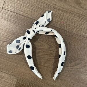 White and black poka dot headband